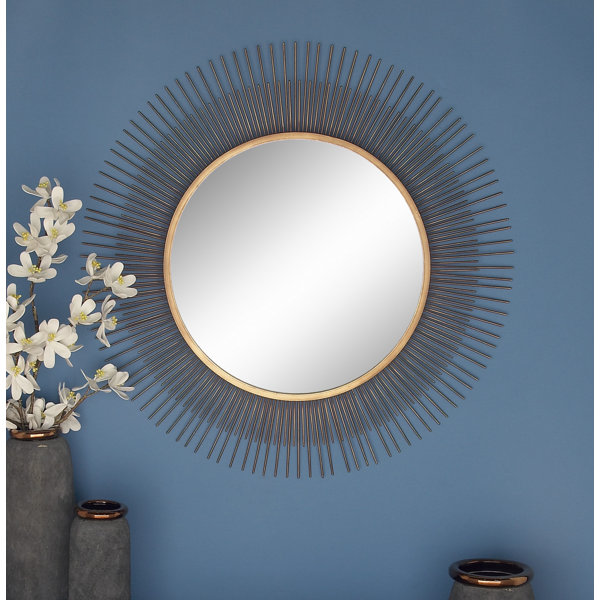 Oliver Cicely Gold Metal Starburst Wall Mirror 36" x 2" x 36